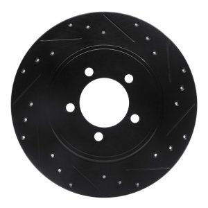 Lincoln Aviator Brake Rotor (1) - Rear Right - R1 Concepts - Drilled & Slotted - Black - `03-`05